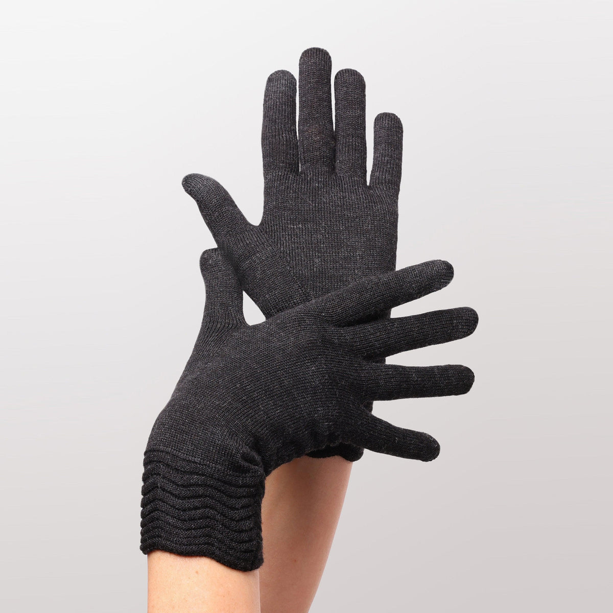 Black wool tech gallery gloves by Seymoure Gloves.