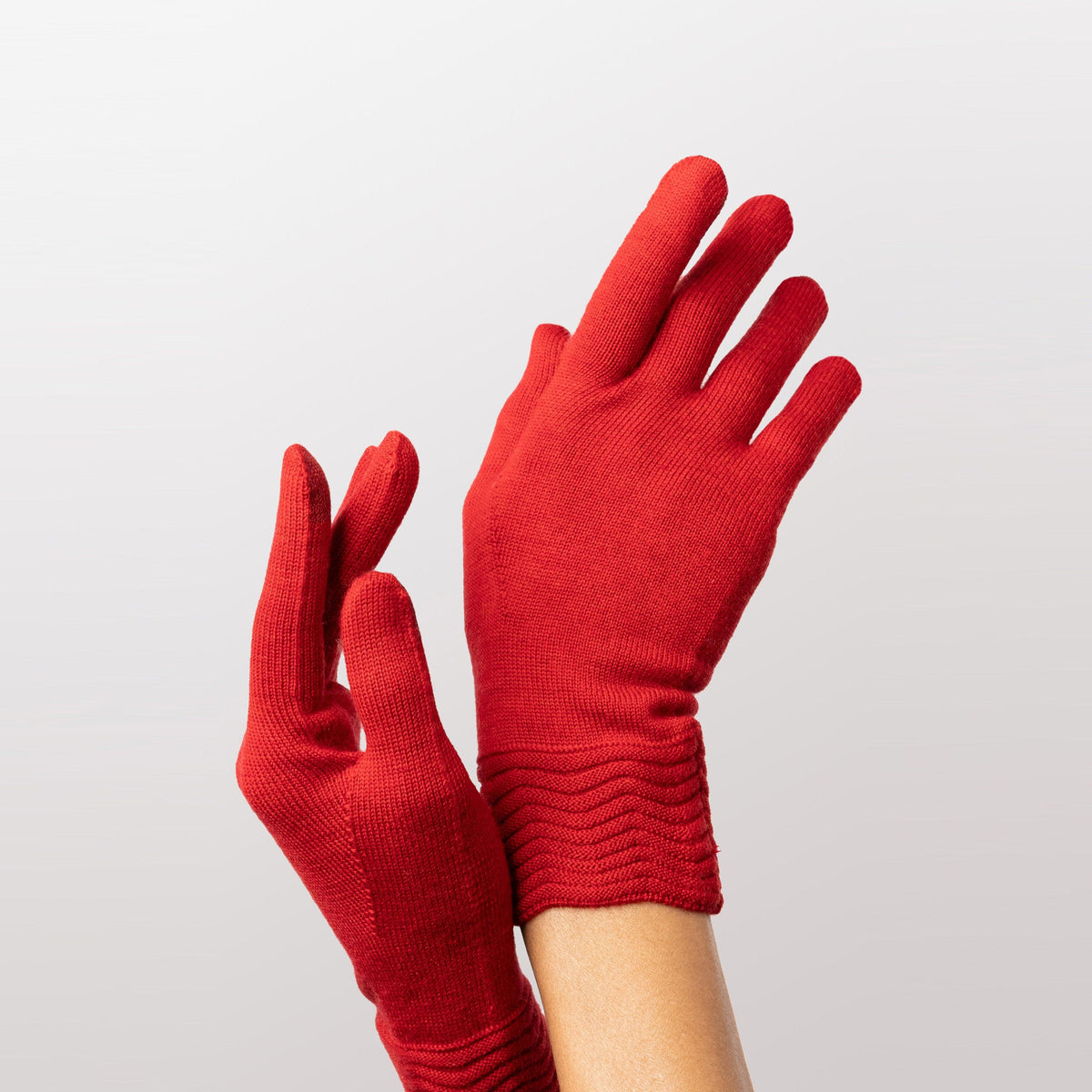 Red wool tech gallery gloves by Seymoure Gloves.