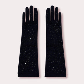 Grace Glove with Crystals, black grave gloves.