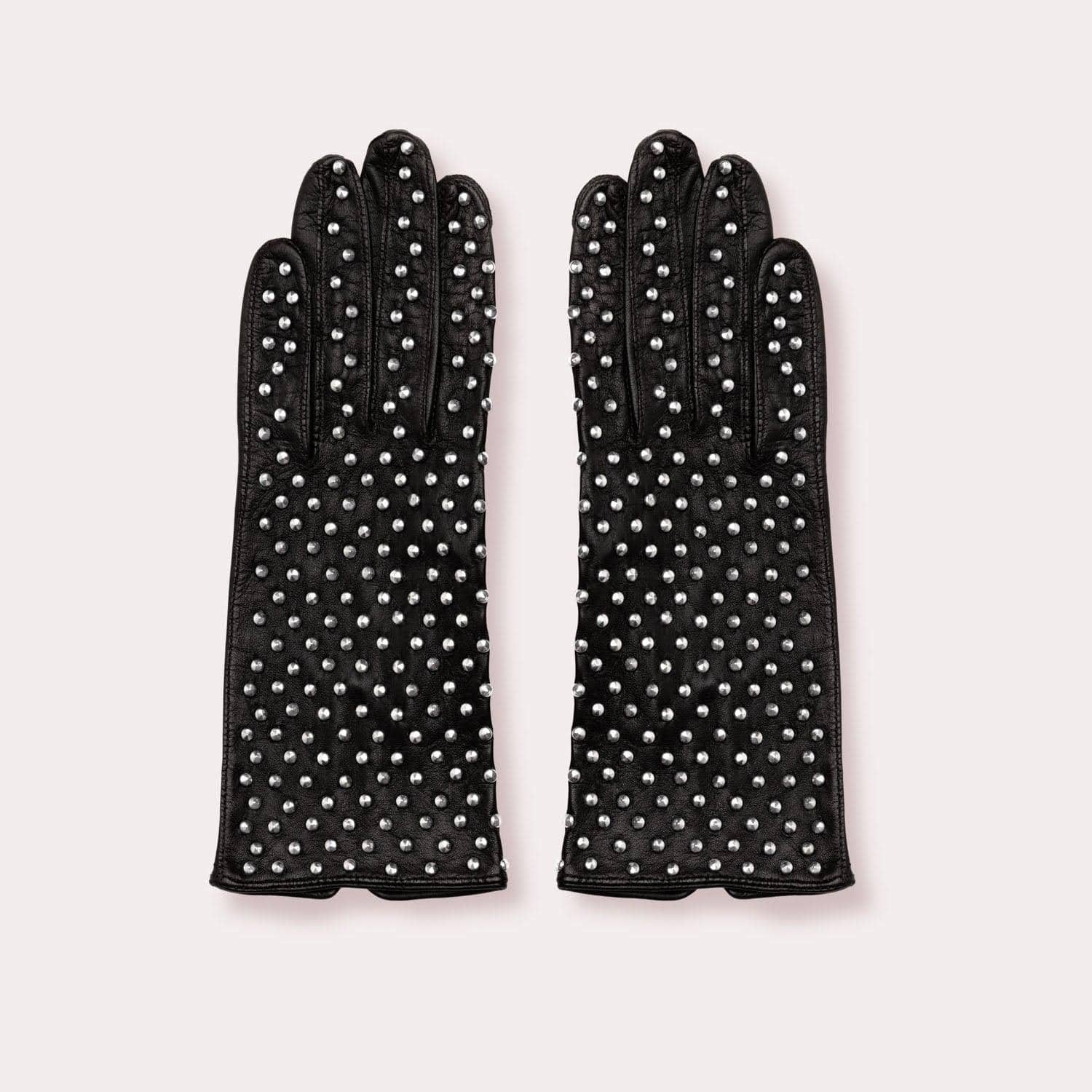 Black Leather Kelly Glove with Studs