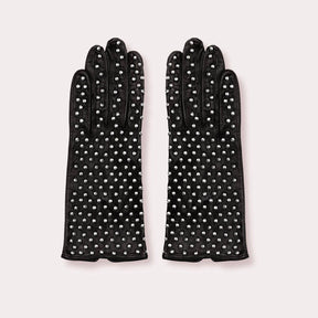 Black Leather Kelly Glove with Studs