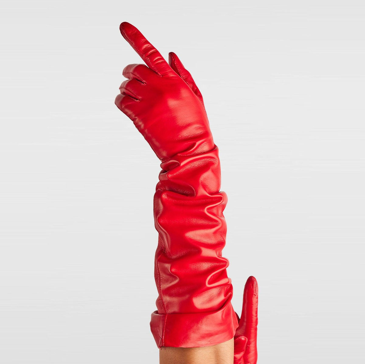 Classic Red Leather Runway Gloves by Seymoure Gloves.