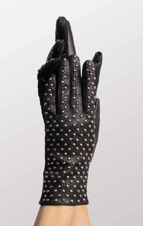 Black Leather Kelly Glove with Studs